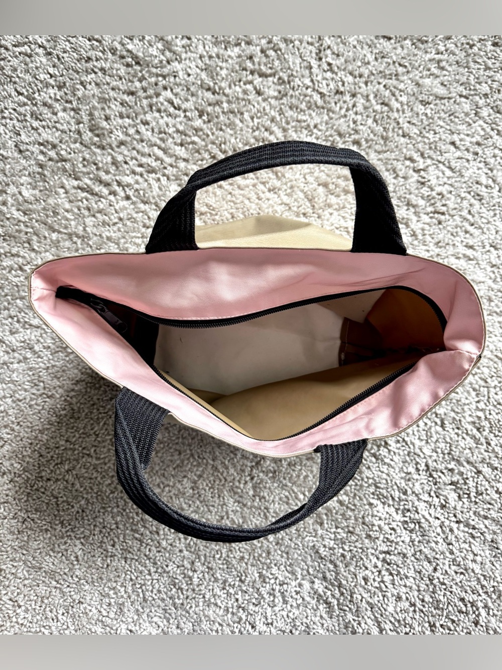 Hervé Chapelier nylon boat tote, light pink and tan